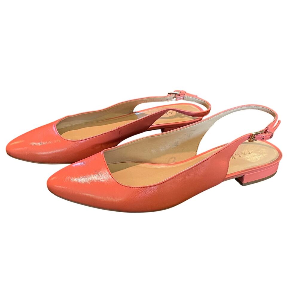 Talbots Edison Slingback Flats, Leather, Coral, Pointed Toe Classic Minimalist 9
